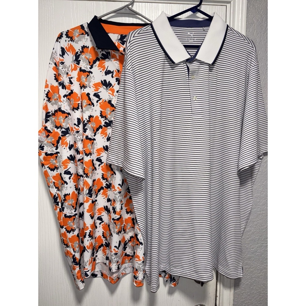 PUMA Mens 3XL‎ Golf Shirt Polo Orange Blue Lot Of 2